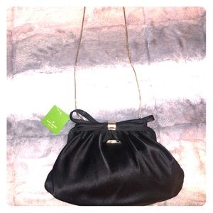 Kate Spade Wedding Belle Starla Black Satin Clutch